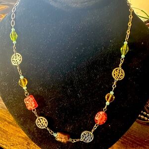 Brighton Barbados Silver plated and and multicolored glass bead necklace